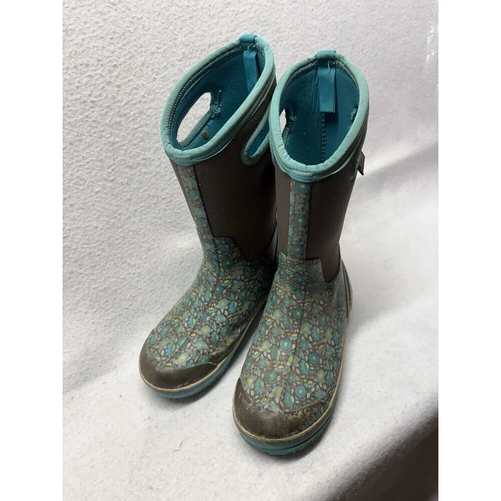 Bogs Floral Sweet Pea Classic Insulated Rain Boots Youth Size 5